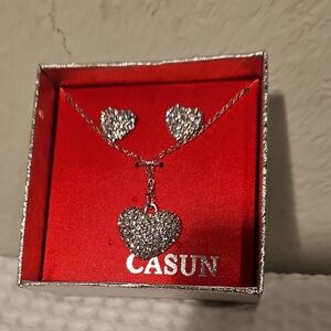 Silver Rhinestone Heart Set